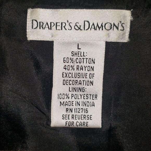 Draper's & Damon's Colorful Butterfly Stitch Black Button Up Jacket - Picture 6 of 8
